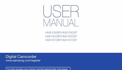 Samsung Digital Camcorder Hmx F80 Users Manual
