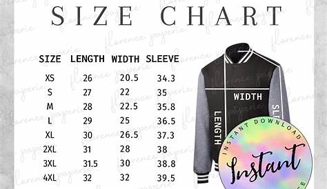 theory varsity jacket size chart