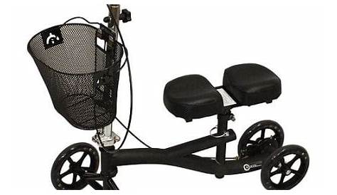 Roscoe Medical Knee Walker Scooter with Basket and Padded Seat, Black