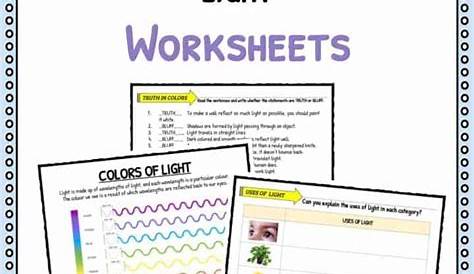 light and color worksheets answers