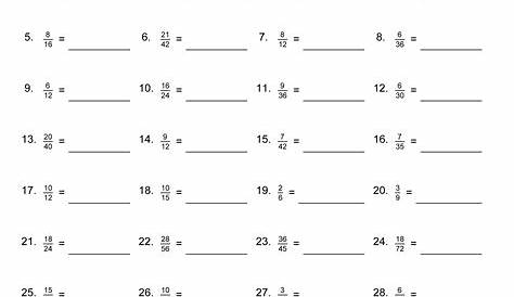 fraction simplification worksheet