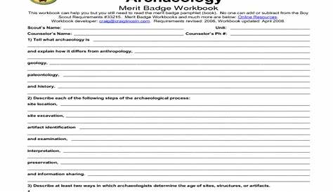 geology merit badge worksheets