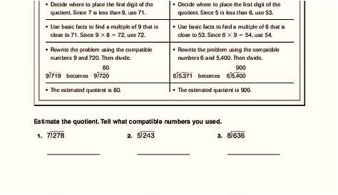estimate quotients reteach 223 worksheet 5th grade worksheets math