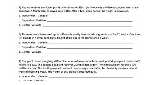 identify the variables worksheets