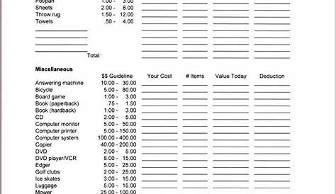 charitable contributions worksheet