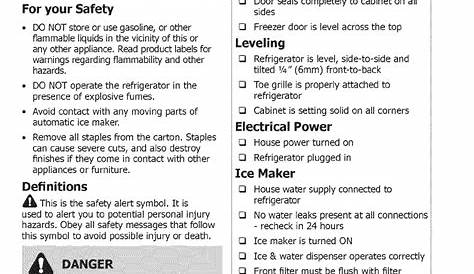 frigidaire refrigerator owners manual