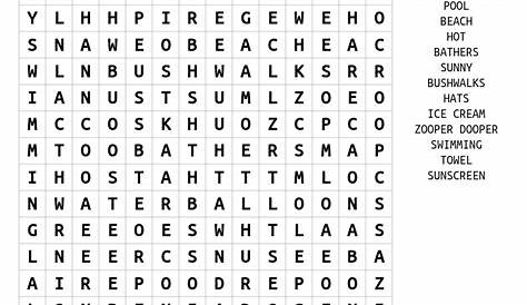 Summer Camp Word Search Word Search