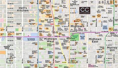 Midtown Manhattan/times Square Map | Red Paw Technologies - Map Of