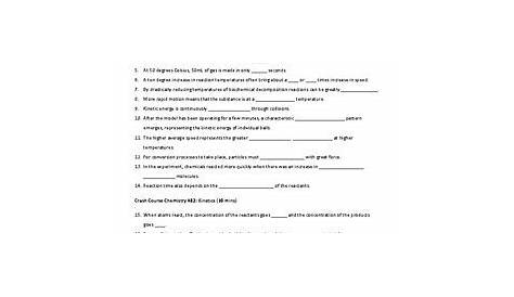 reaction rate worksheets