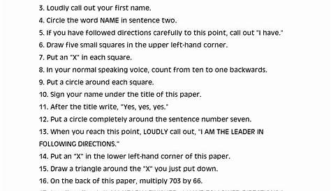 2 Step Directions Worksheet