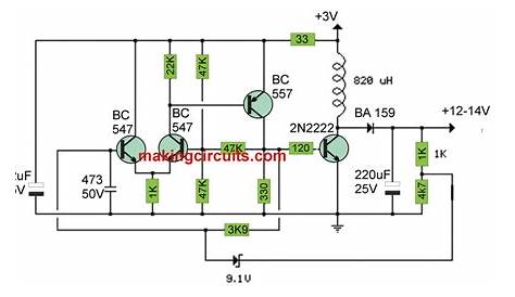 3V to 12V Transistor Boost Converter Circuit