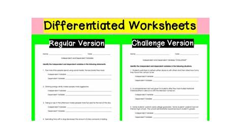 identifying dependent and independent variables worksheet