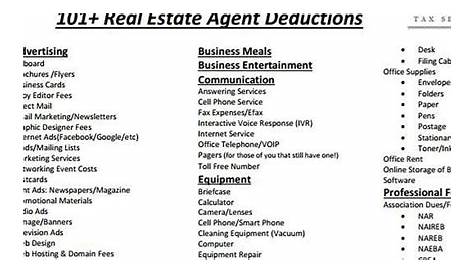 Cheat Sheet Of 100+ Legal Tax Deductions For Real Estate Agents