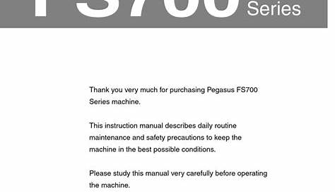 PEGASUS FS700 SERIES INSTRUCTION MANUAL Pdf Download | ManualsLib