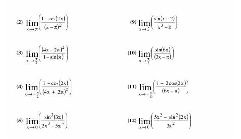 limits worksheet with answers