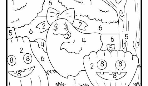 halloween coloring by number worksheets