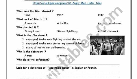 12 Angry Men Worksheet - Printable Word Searches