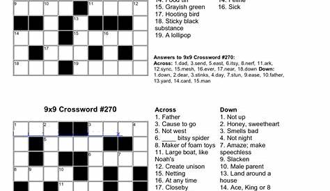 Printable Crossword Puzzles With Answer Key / February Crossword Puzzle