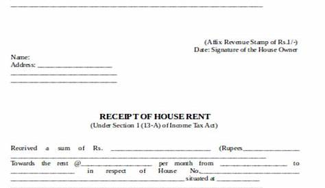 printable house rent receipt format pdf