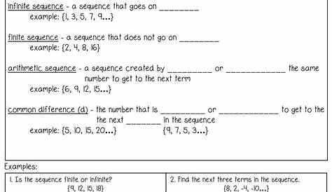 Arithmetic Sequences Notes and Worksheets - Lindsay Bowden