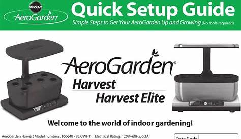 AeroGarden Harvest Elite Quick Setup Guide