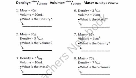 Density Calculations Worksheets 1 Answer Key | Density worksheet, Word