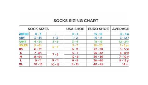 youth sock size chart