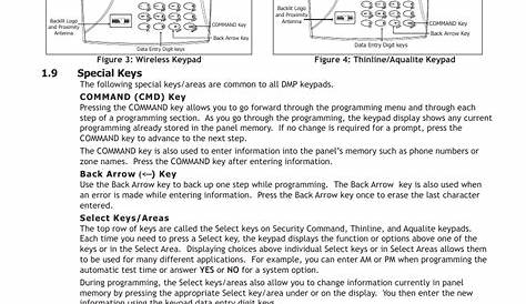 Power up, 8 keypads, Special keys | DMP Electronics DMP Command