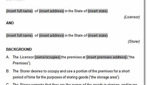 Storage Lease Agreement - Free Printable Documents