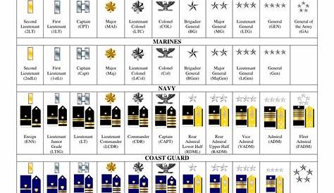 Insignia of the US Armed Forces Rank Chart Download Printable PDF