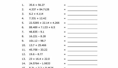Significant Figures Worksheet PDF - Addition Practice