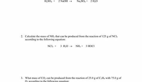 stoichiometry practice problems worksheets answers