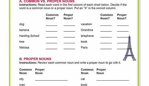 common and proper nouns worksheets pdf - WorkSheets for Kids