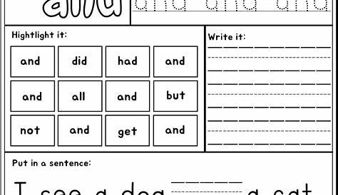 sight word and worksheets