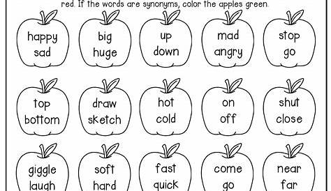 Synonyms Worksheets For Kindergarten - Find A Match Math Worksheet