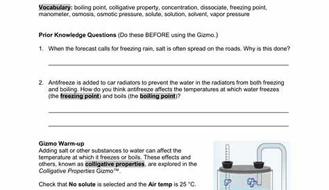 Colligative Properties Gizmo Answer Key · PROPDCRO