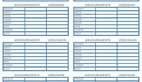 weight loss measurement chart