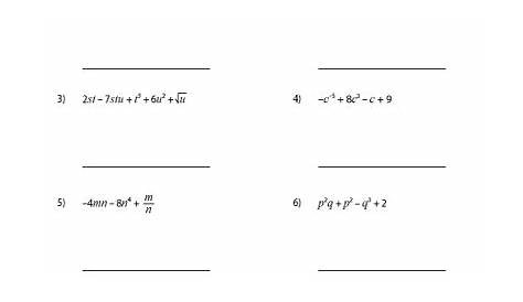 identifying polynomials worksheets