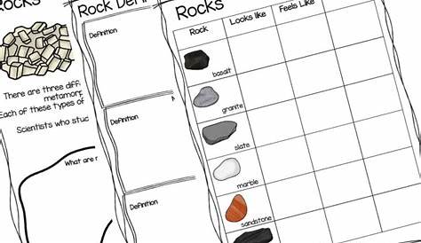 rocks worksheets