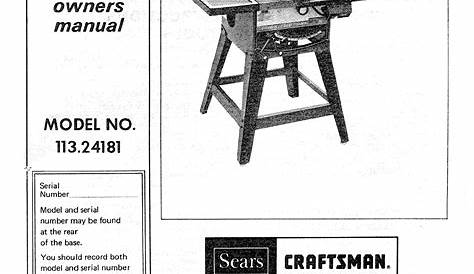 craftsman table saw manual