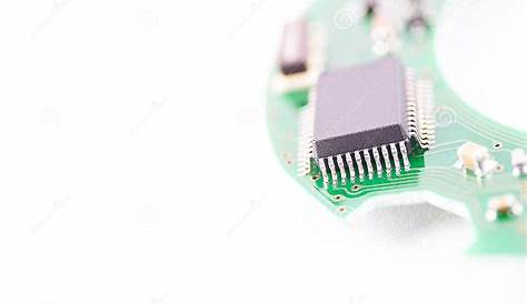 Printed Circuit Board with Many Electrical Components Stock Photo