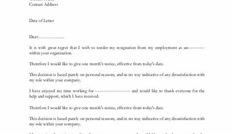 resignation letter personal reasons sample