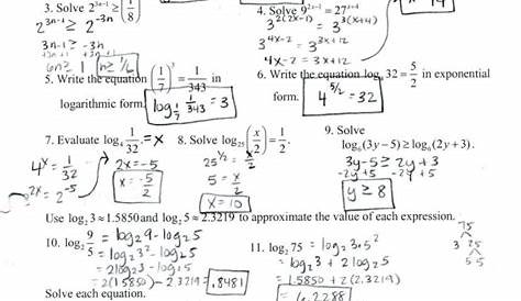 intro to logarithms worksheets answers