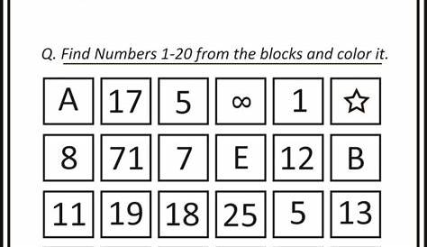 number recognition worksheets 1-20