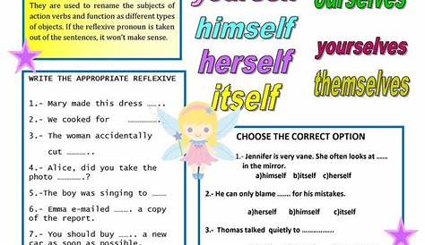 REFLEXIVE PRONOUNS - English ESL Worksheets for distance learning and