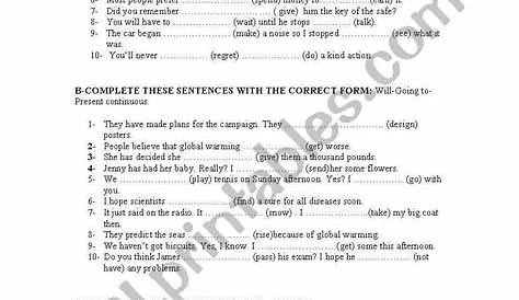 ir a infinitive worksheets answers