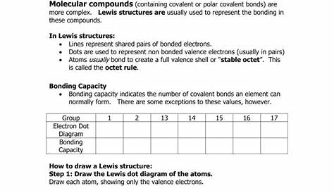 lewis structures of atoms worksheets answer key