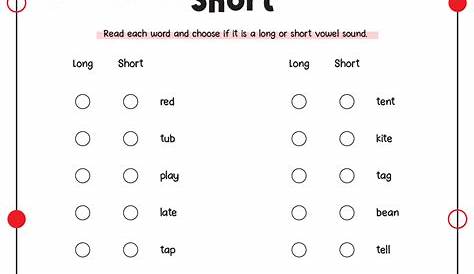 short and long vowel words worksheets