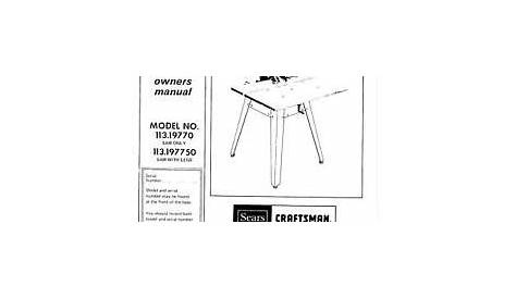 Sears Craftsman Radial Arm Saw Manual Model # 113.19770 | eBay