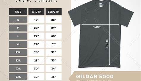 Gildan 5000 G500 Size Chart T-shirt Sizing Guide for Heavy - Etsy